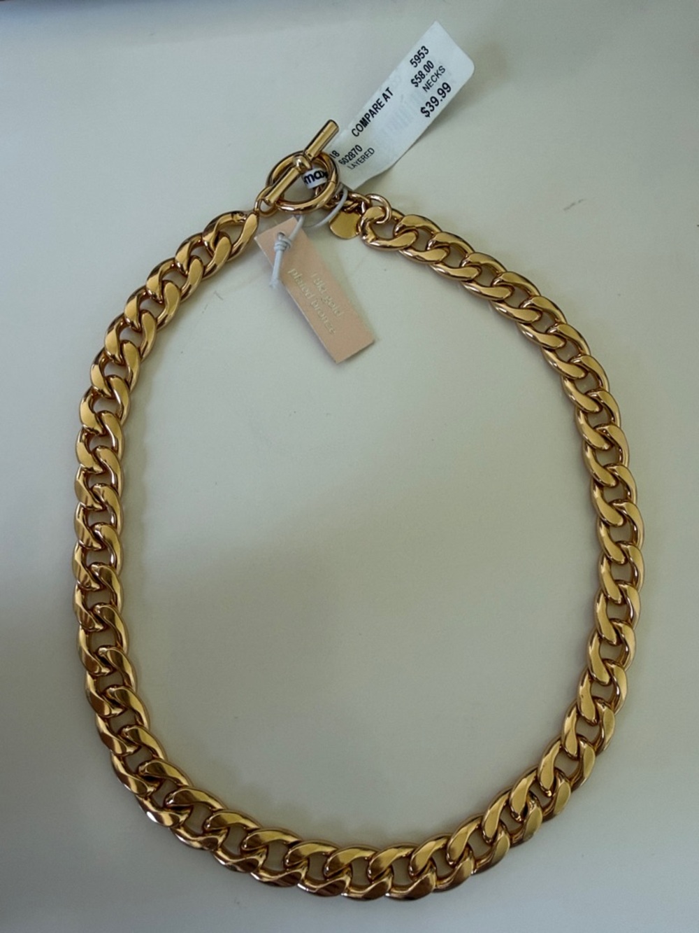 Classic Polished Gold Chain Necklace with Toggle Clasp